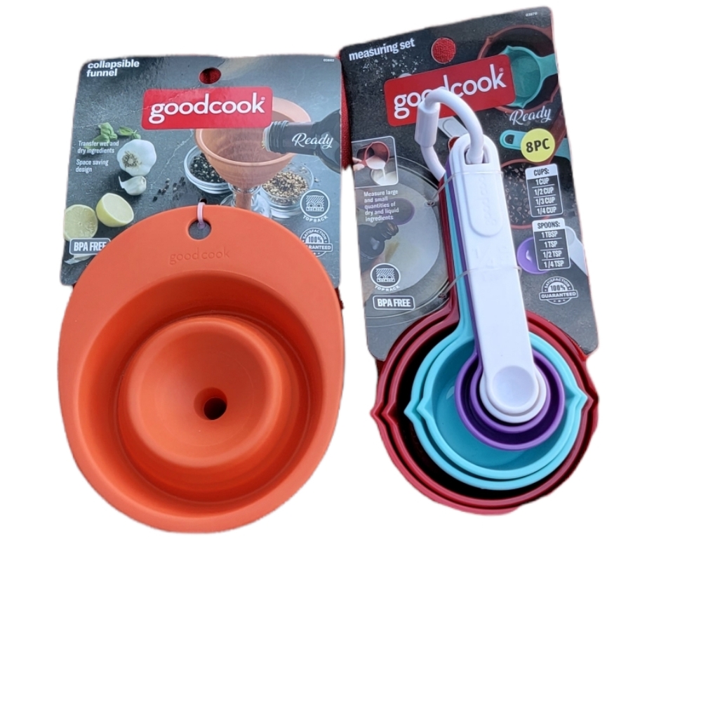 GoodCook Ready 8pc Measuring Cups & Spoon Set And GoodCook Collapsible F…